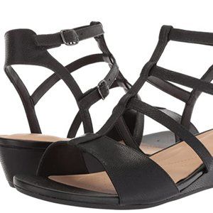 NWT Clarks Women's Parram Spice Gladiator Sandals 8.5 M Black